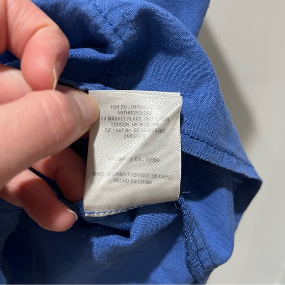 Anthropologie Maeve Berea Button Down Top Tank Size 8 Blue Linen Rayon - Picture 11 of 11